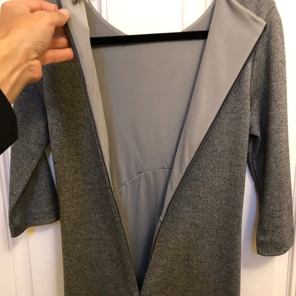 BOSS Hugo Boss Wrap Front knot Sheath Dress Wool Blend S grey cropped sleeve - Picture 7 of 12